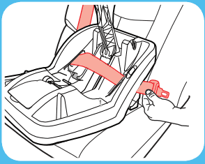 pass the vehicle seat belt through the path marked blue