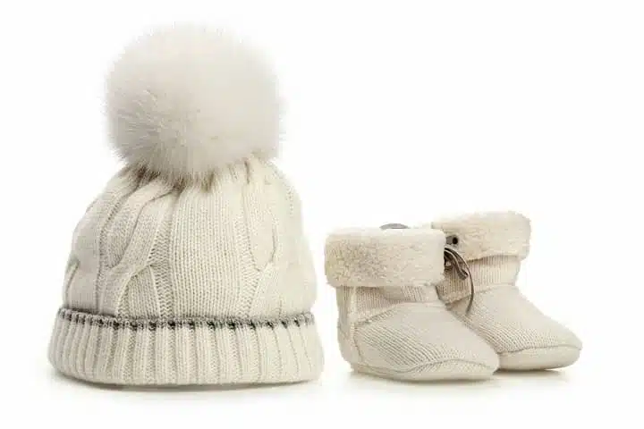 warm woolen baby hat and booties