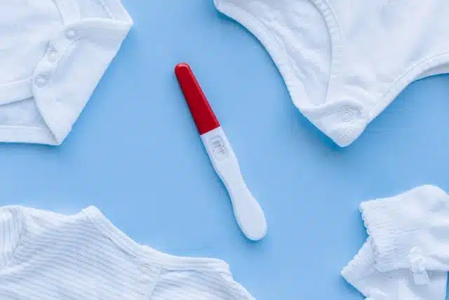 test kit in the middle of baby wears